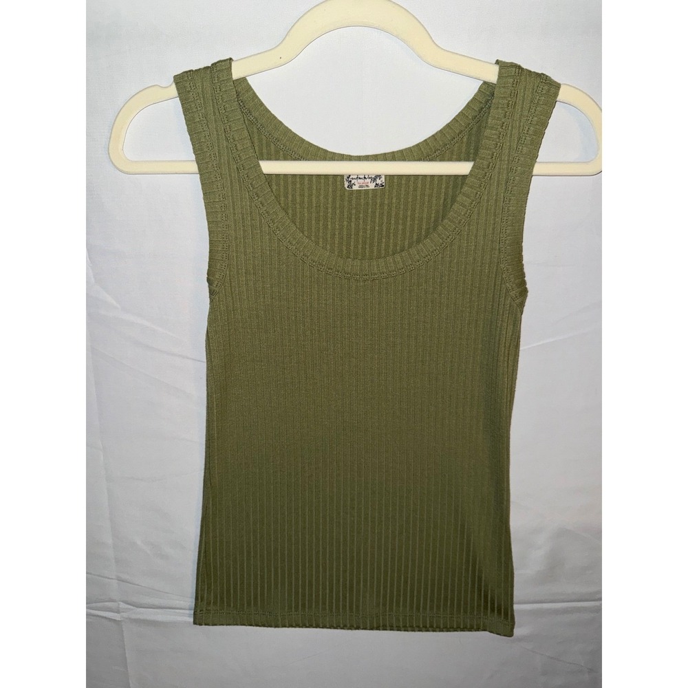 Intimately Free People Ribbed Tank Top Olive Green Scoop Neck Sleeveless XS‎ S